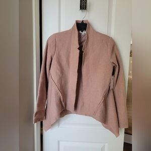 NWT CAbi Valentina Wool Cropped Asymmetric Blazer Jacket Blush Pink Size XS
